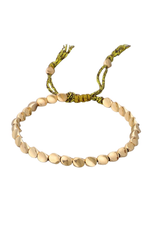 Unisex Handmade Braided Copper Beads Drawstring Lucky Rope String Chain Bracelet