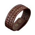 thumbnail image 1 of Ayyufe Vintage Men Leather Wide Braided Bracelet Cuff Button Wristband Bangle, 1 of 7