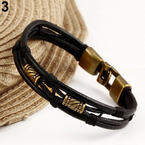 Ayyufe Vintage Men's Women's Leather Multilayer Bracelet Bangle Wristband