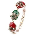 thumbnail image 1 of Ayyufe Vintage Rhinestone Branch Red Green Oval Resin Women Bracelet Bangle, 1 of 3