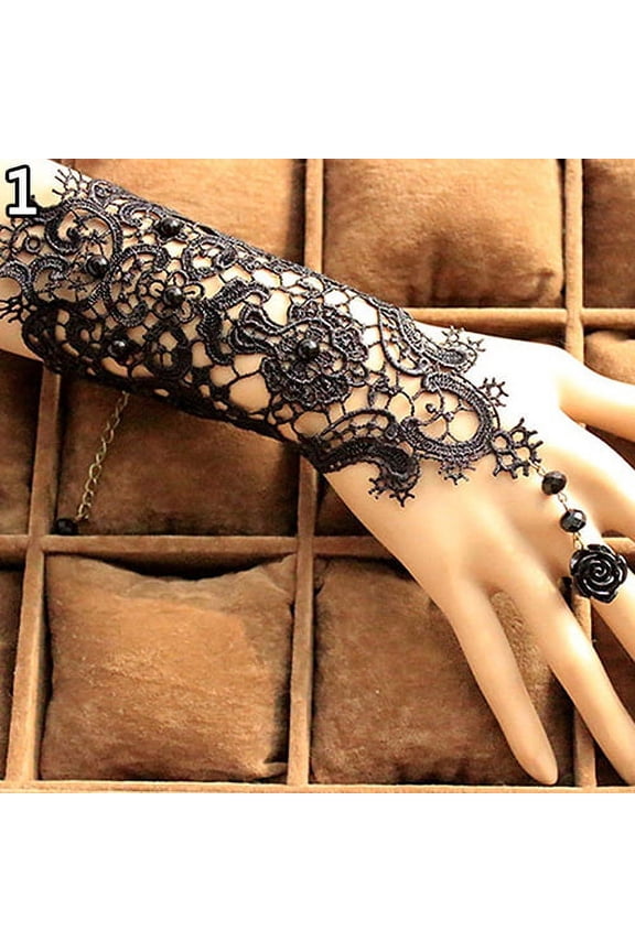 Wedding Bride Vintage Exquisite Pearl Lace Bracelet with Ring