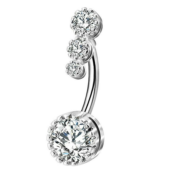 Ayyufe Women Belly Button Rings Round Cubic Zirconia Barbell Stud Body Piercing Belly Navel Ring for Women Body Piercing