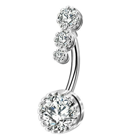 Ayyufe Women Belly Button Rings Round Cubic Zirconia Barbell Stud Body Piercing Belly Navel Ring for Women Body Piercing