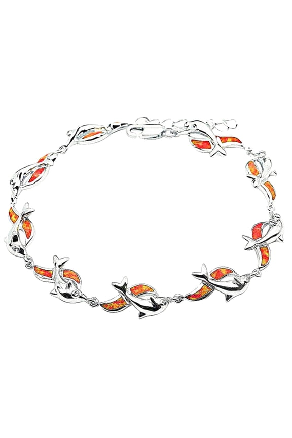 Women Copper Dolphin Chain Bracelet for Banquet Party