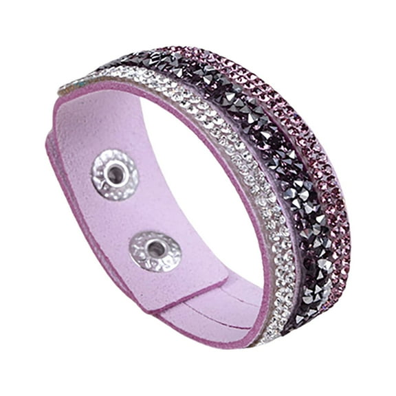 Ayyufe Women Crystal Rhinestone Leather Bracelet Wristband for Banquet Dating