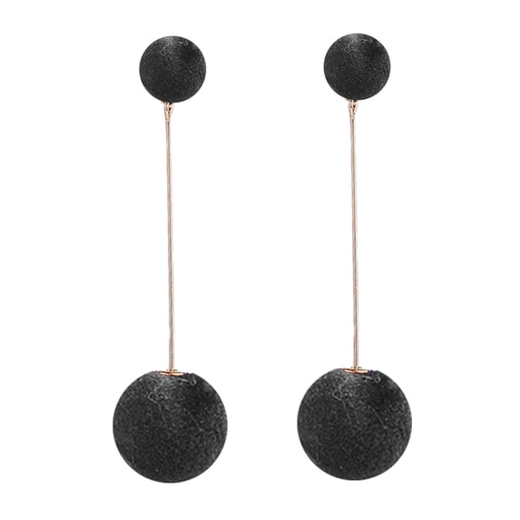 Ayyufe Women Double Fur Ball Long Dangle Earrings Banquet