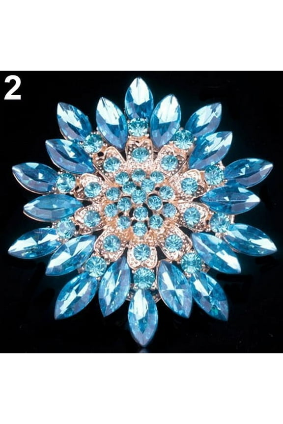 Women Fashion Shiny Alloy Rhinestone Flower Wedding Bridal Bouquet Brooch Pin