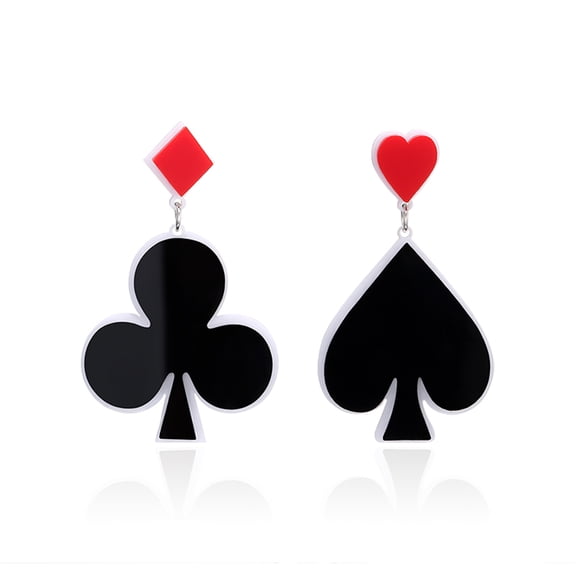 Ayyufe Women Poker Spade Club Diamond Heart Dangle Drop Earrings Party