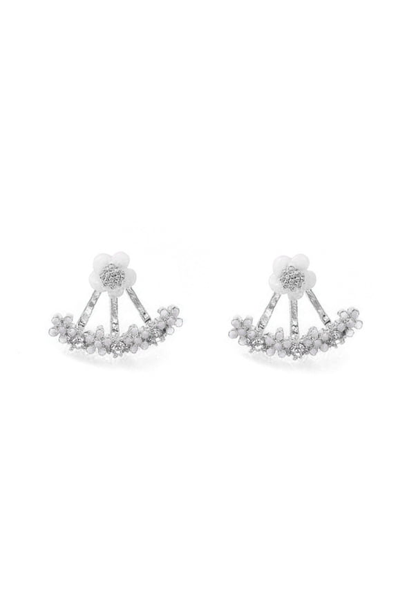 Women Rhinestone Inlaid Stud Earrings Ear Jacket