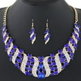 thumbnail image 1 of Ayyufe Women Rhinestone Spiral Bib Necklace Hook Earrings Statement Party Set, 1 of 7