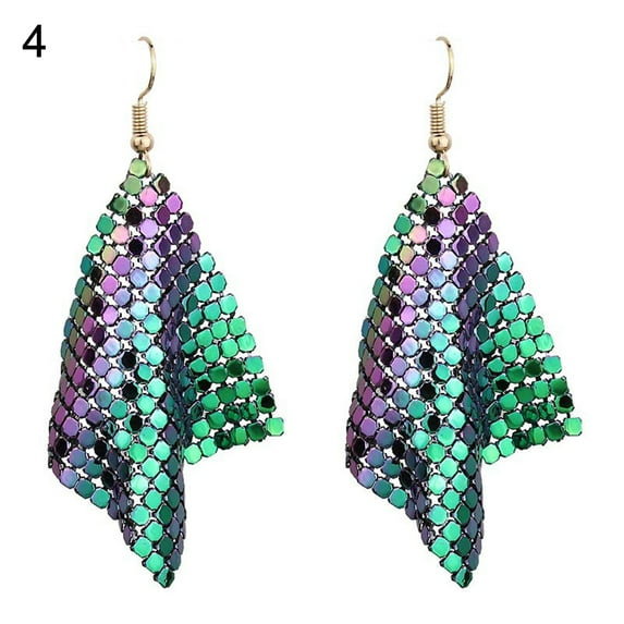 Ayyufe Women Sequins Mesh Dangle Drop Hook Earrings Club Evening Party