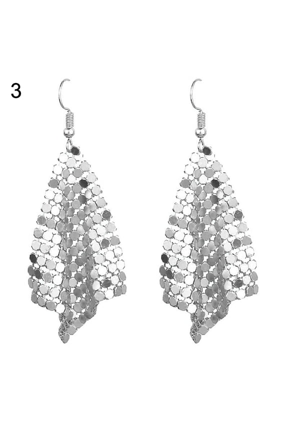 Women Sequins Mesh Dangle Drop Hook Earrings Club Evening Party