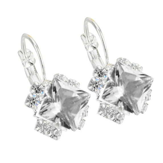 Ayyufe Women Shiny Rhinestone Leverback Earrings Engagement Wedding