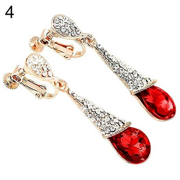 Ayyufe Women Waterdrop Chandelier Rhinestone Full Zircon Earrings Ear Stud Ear-clip