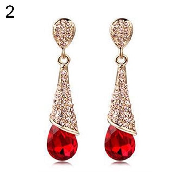 Ayyufe Women Waterdrop Chandelier Rhinestone Full Zircon Earrings Ear Stud Ear-clip