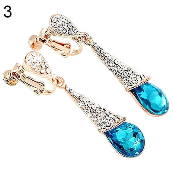Ayyufe Women Waterdrop Chandelier Rhinestone Full Zircon Earrings Ear Stud Ear-clip