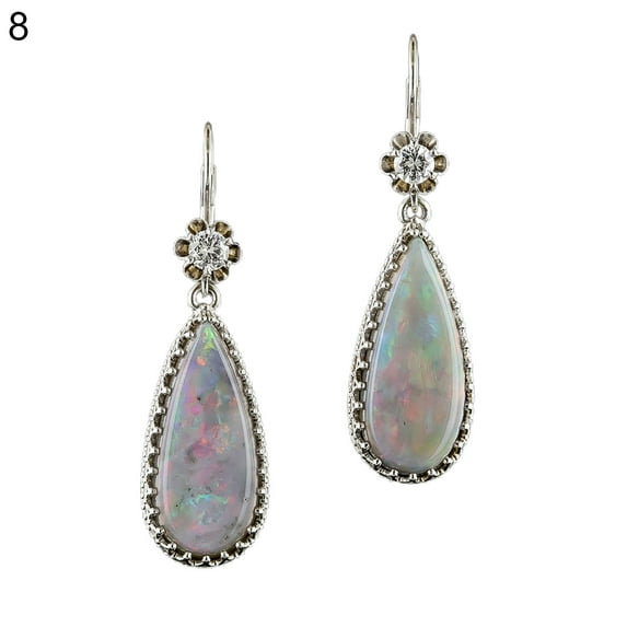 Ayyufe Women Waterdrop Shape Rhinestone Dangle Ear Stud Long Hook Earrings