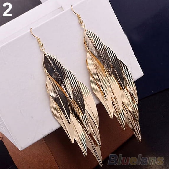 Ayyufe Women's Baroque Layered Leaves Hook Drop Dangle Linear Earrings