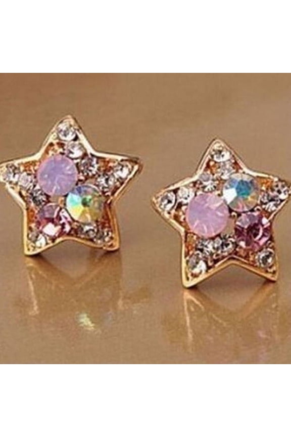 Women's Elegant Rhinestone Star Shape Ear Stud Earrings Party