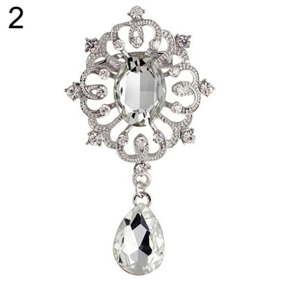 Ayyufe Women's Luxury Rhinestone Alloy Brooch Pin Large Waterdrop Pendent Party