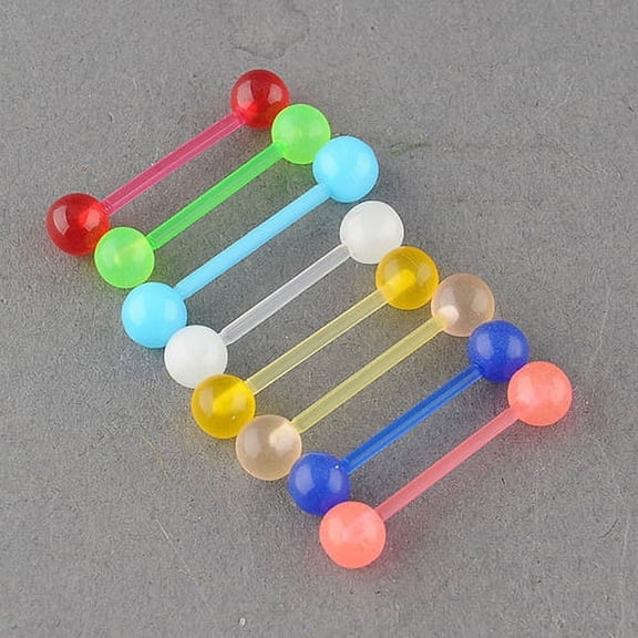 Ayyufe Women's Punk Glow Luminous Tongue Nose Studs Body Piercing Ball Barbells