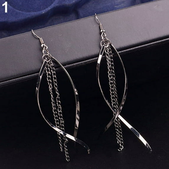 Ayyufe Women's Vintage Elegant Alloy Long Tassels Chain Drop Hook Dangle Earrings