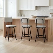 Azalea Park Grey Upholstered Swivel Barstool with Adjustable Height, Set of 3
