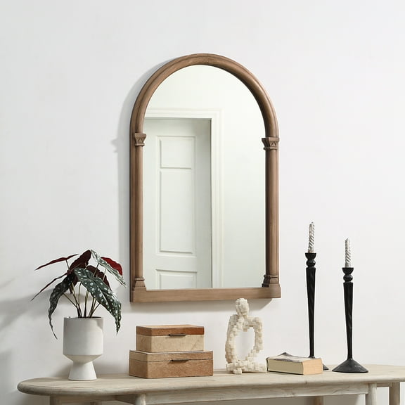 Azalea Park Traditional Arched Wood Wall Mirror Brown