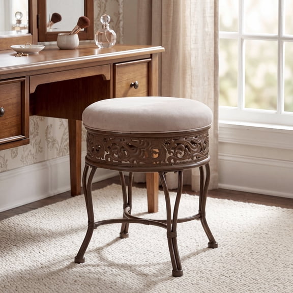 Azalea Park VILLA III METAL BACKLESS VANITY STOOL, Golden Bronze