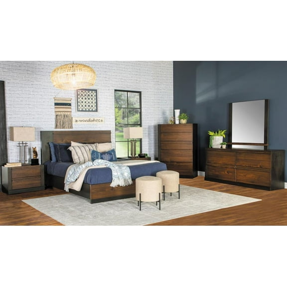 Azalia 4-piece California King Rectangular Bedroom Set Black and Walnut