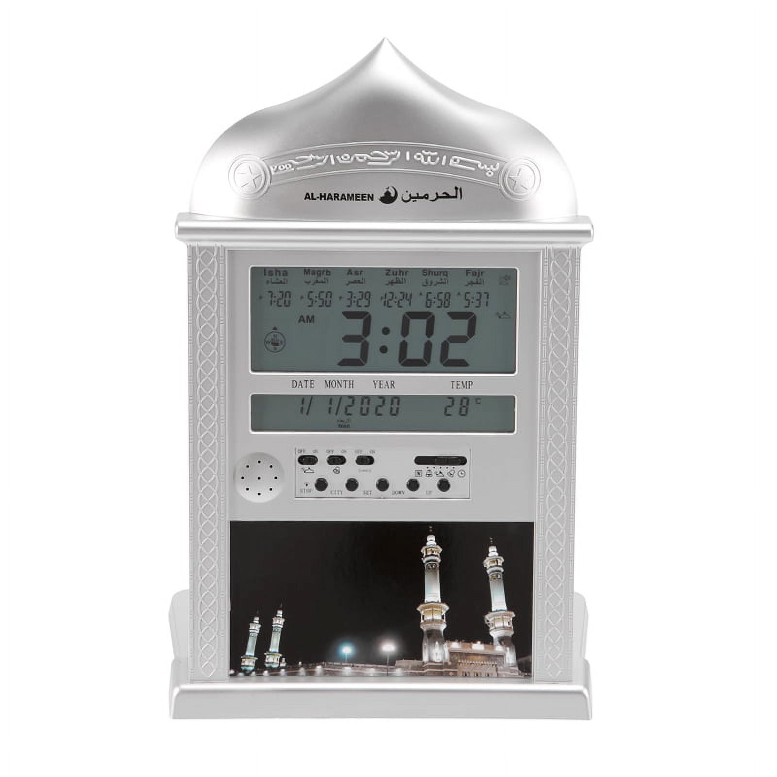 Azan Clock Athan Prayer Clock Automatic Azan Wall Prayer Clock Silver
