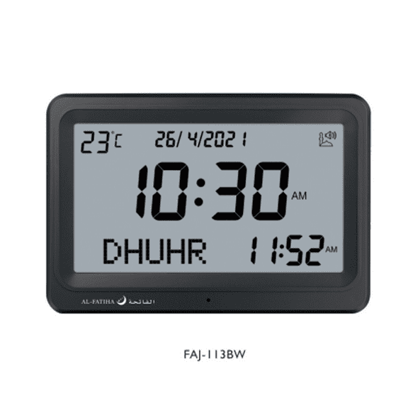 Azan Clock, Desktop Clock, Automatic Worldwide Digital Prayer Clock with 8 Azan Sounds Black