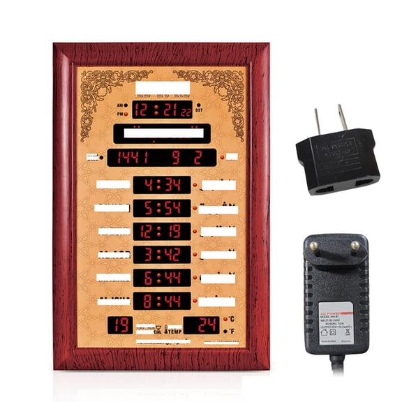 Azan Clock Wall Mounted LED Display Prayer Clock for Home Mosque Decorative Clock Athan Wall Clock