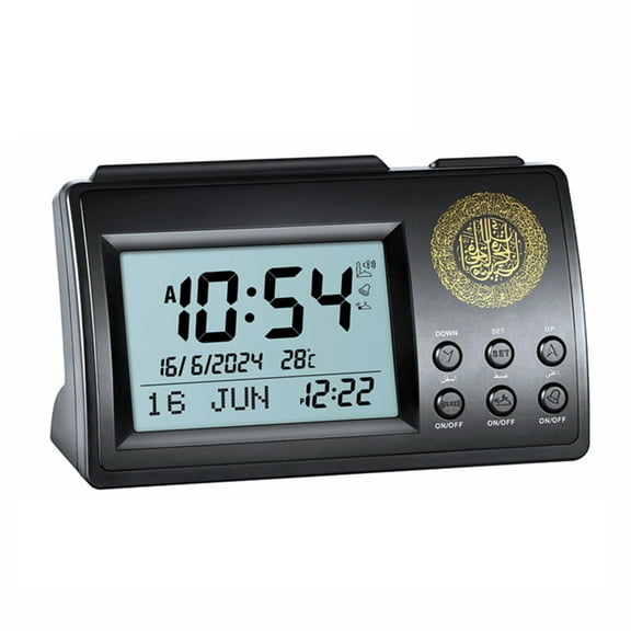Azan Timekeeping Clock LCD Display with Prayer Alarm & Snooze Option Electronic Prayer Timer Modern Desk Clock for Home