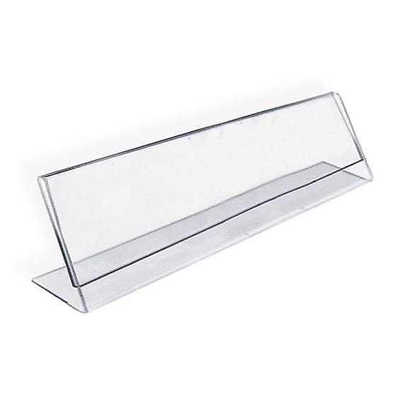 Azar 112703 8" W x 2" H L-Shaped Acrylic Sign Holder, 10Pack