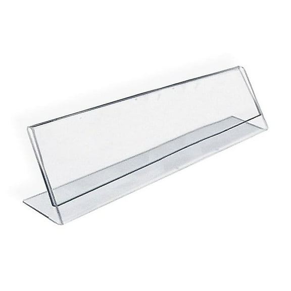 Azar 112703 8" W x 2" H L-Shaped Acrylic Sign Holder, 10Pack