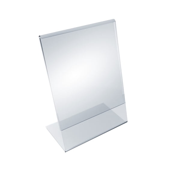 Angled L-Shaped Sign Holder Frame with Slant Back Design 5"x 7''High- Vertical/Portrait, 10-Pack