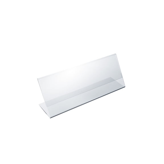 Angled L-Shaped Sign Holder Frame with Slant Back Design 8.5"x 2.5''High- Horizontal/Landscape, 10-Pack