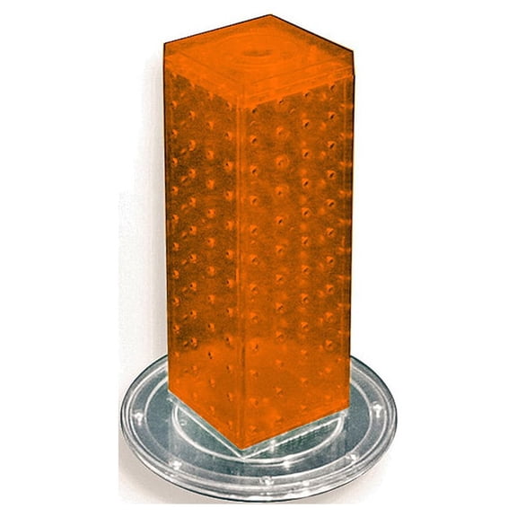 Orange Pegboard Interlocking Counter Unit 4" x 4" x 13" on 9" Diameter Base