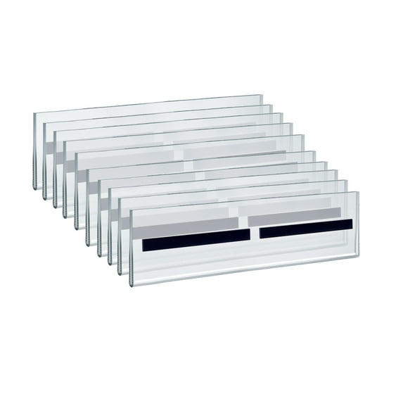 Clear Acrylic Magnet Back Sign Holder Frames 11" W x 2.5" H - Horizontal / Landscape, 10-Pack