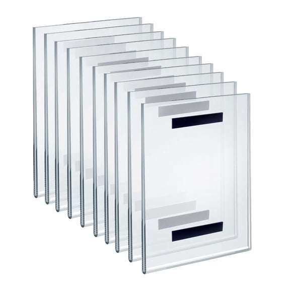 Clear Acrylic Magnet Back Sign Holder Frames 8.5" W x 11" H - Vertical / Portrait, 10-Pack
