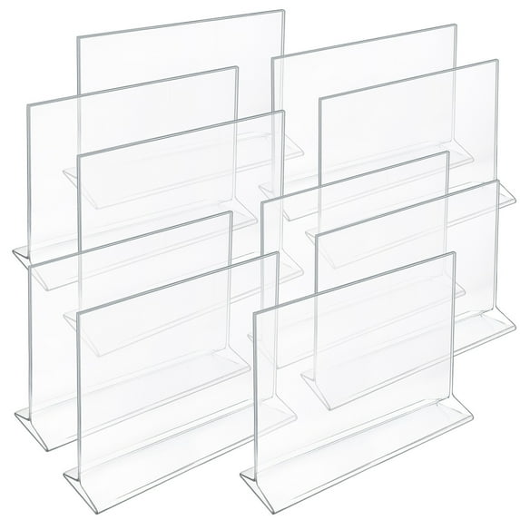 Top Loading Clear Acrylic T-Frame Sign Holder 11" Wide x 8.5'' High-Horizontal, 10-Pack