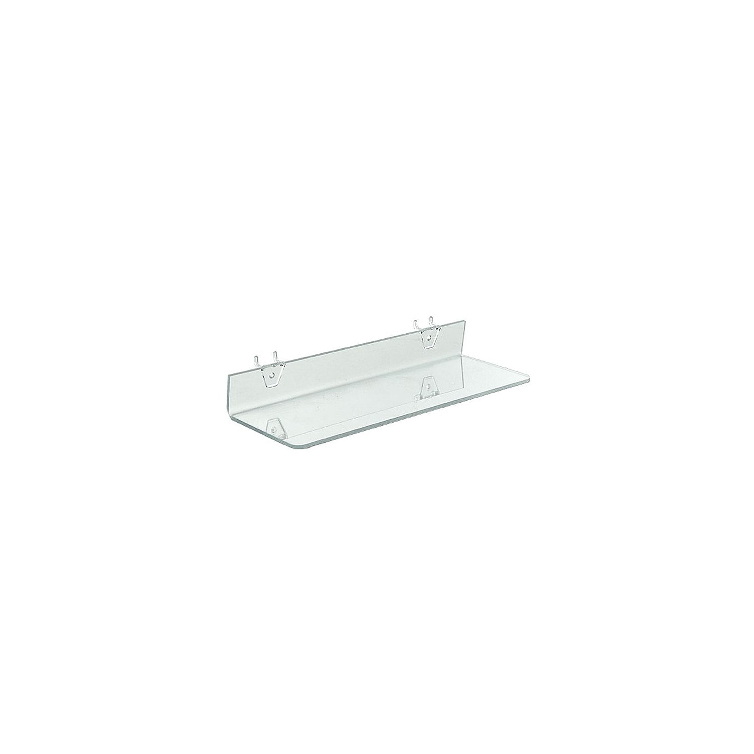 Clear Acrylic Wall-Mounted Shelf for Pegboard & Slatwall, 16" x 4" x 2", 4-Pack