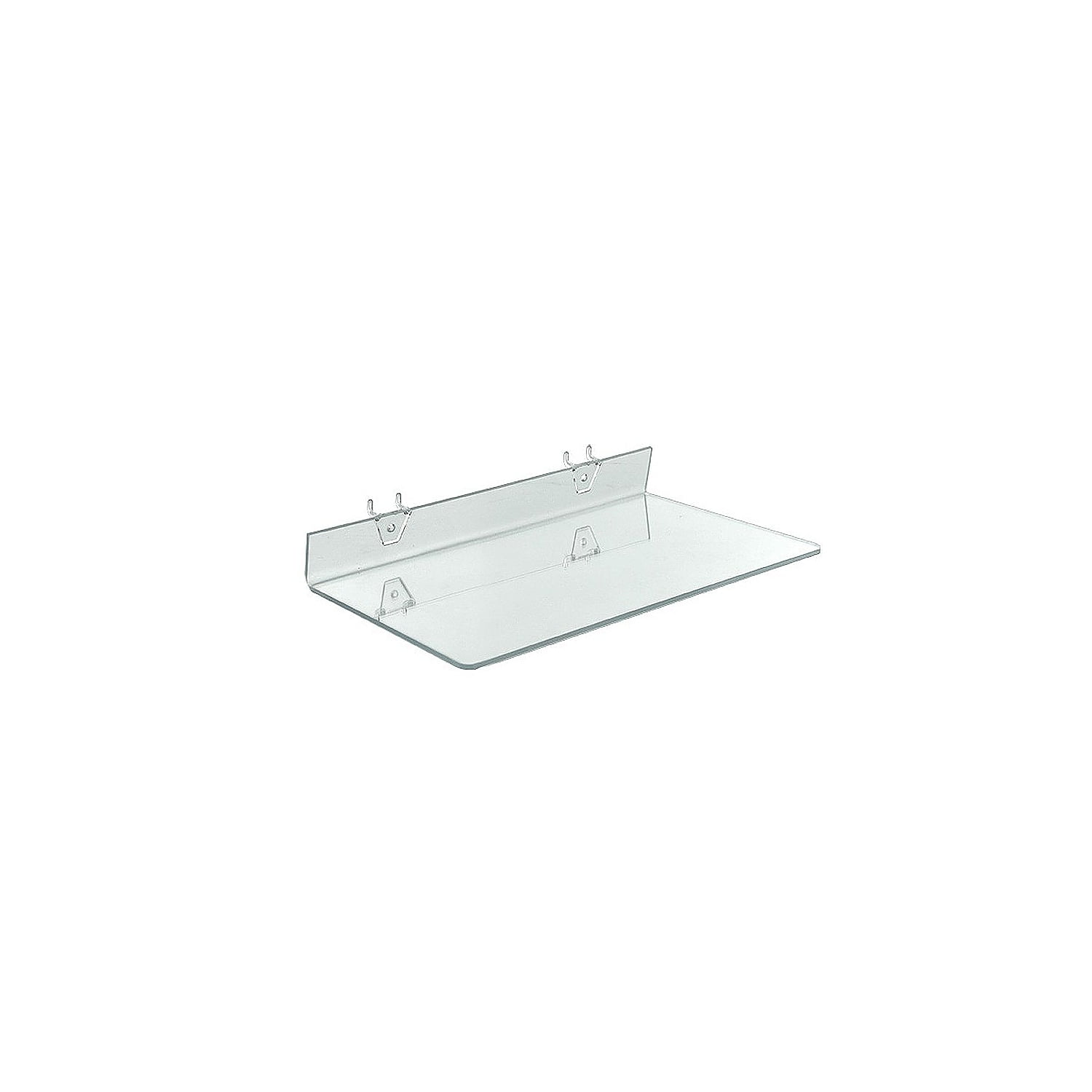 Clear Acrylic Wall Mount Shelf for Pegboard/Slatwall, 16" x 8", 4-Pack