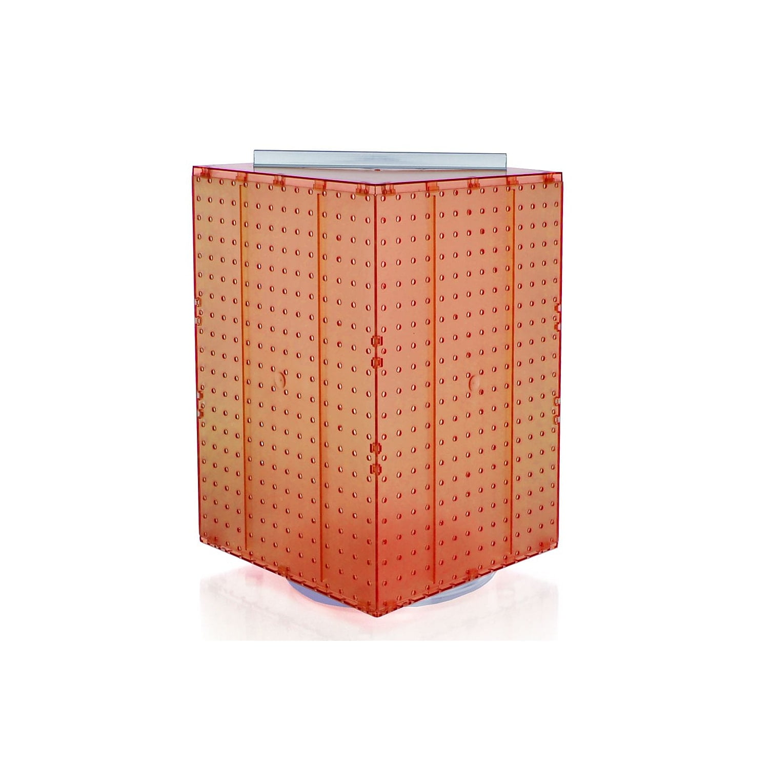 Orange Translucent 4-Sided Revolving Pegboard Display Stand