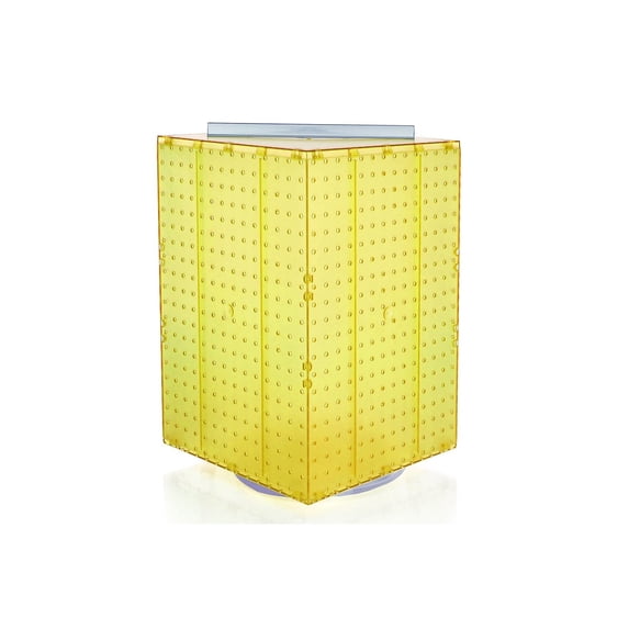 Azar 20"(H) x 14"(W) x 14"(D) 4-Sided Revolving Pegboard Display Yellow Translucent 701414-YEL