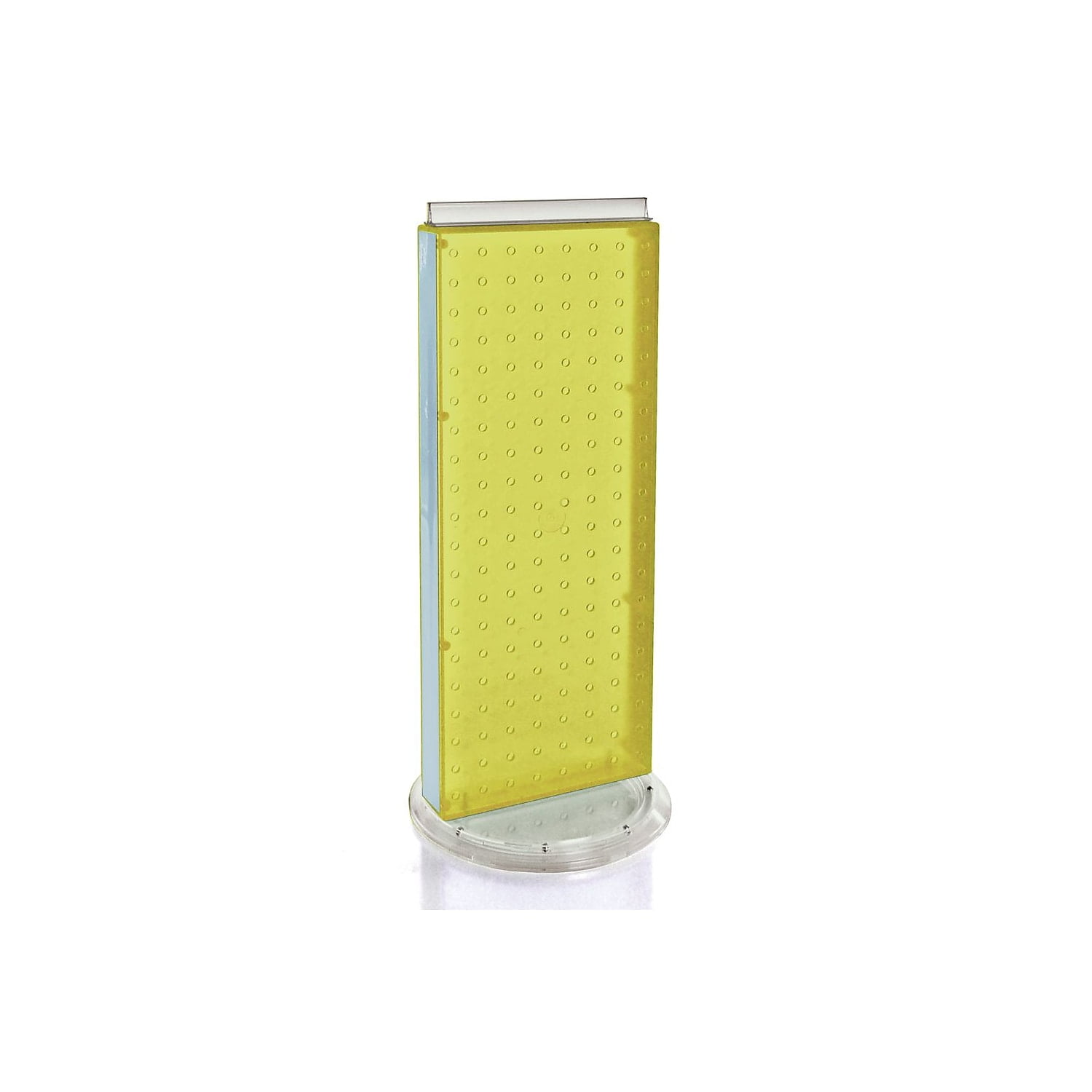 Yellow Translucent Plastic Pegboard Counter Display with Sign Holder