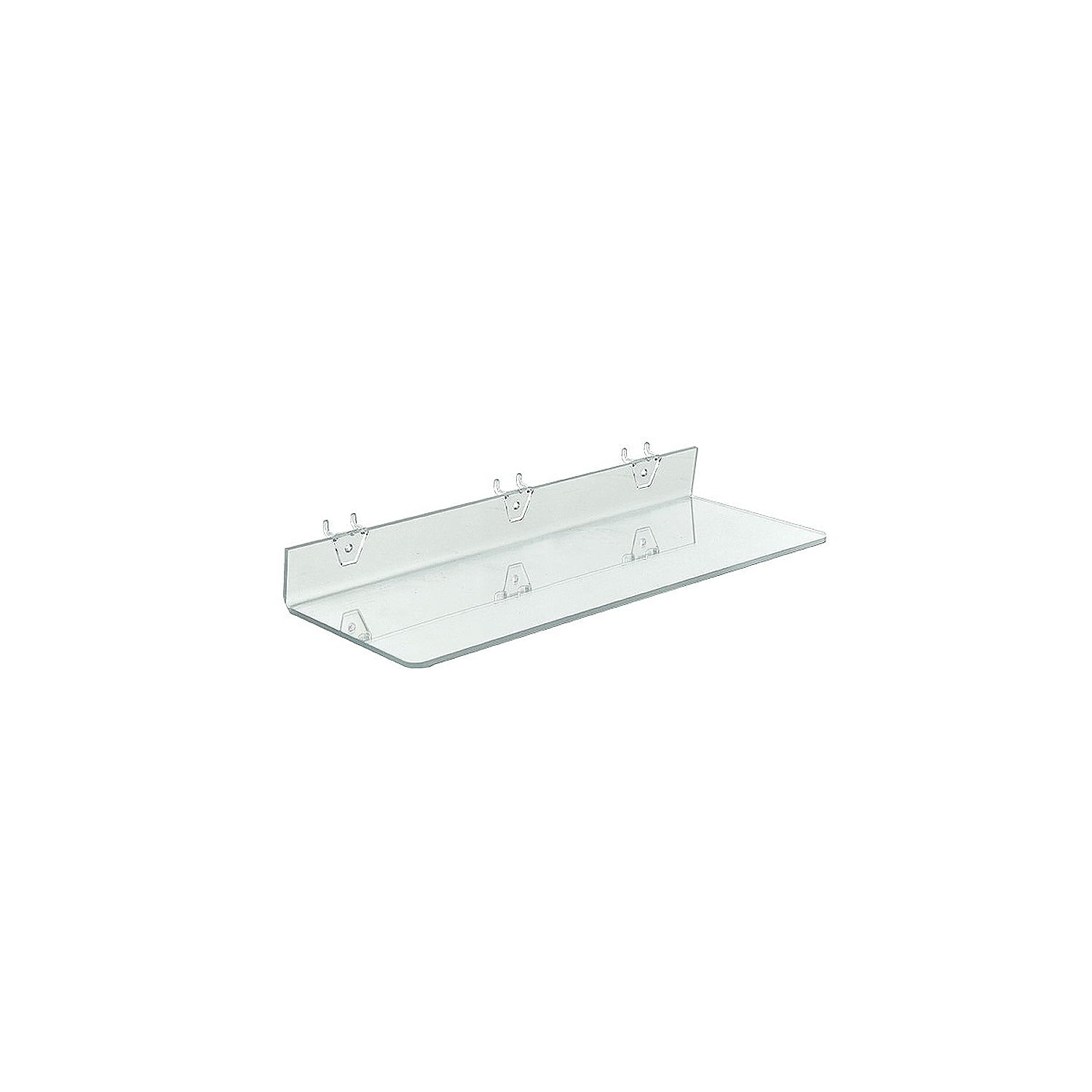 Clear Glossy Acrylic Floating Shelf for Pegboard & Slatwall, 20" x 6" x 2"