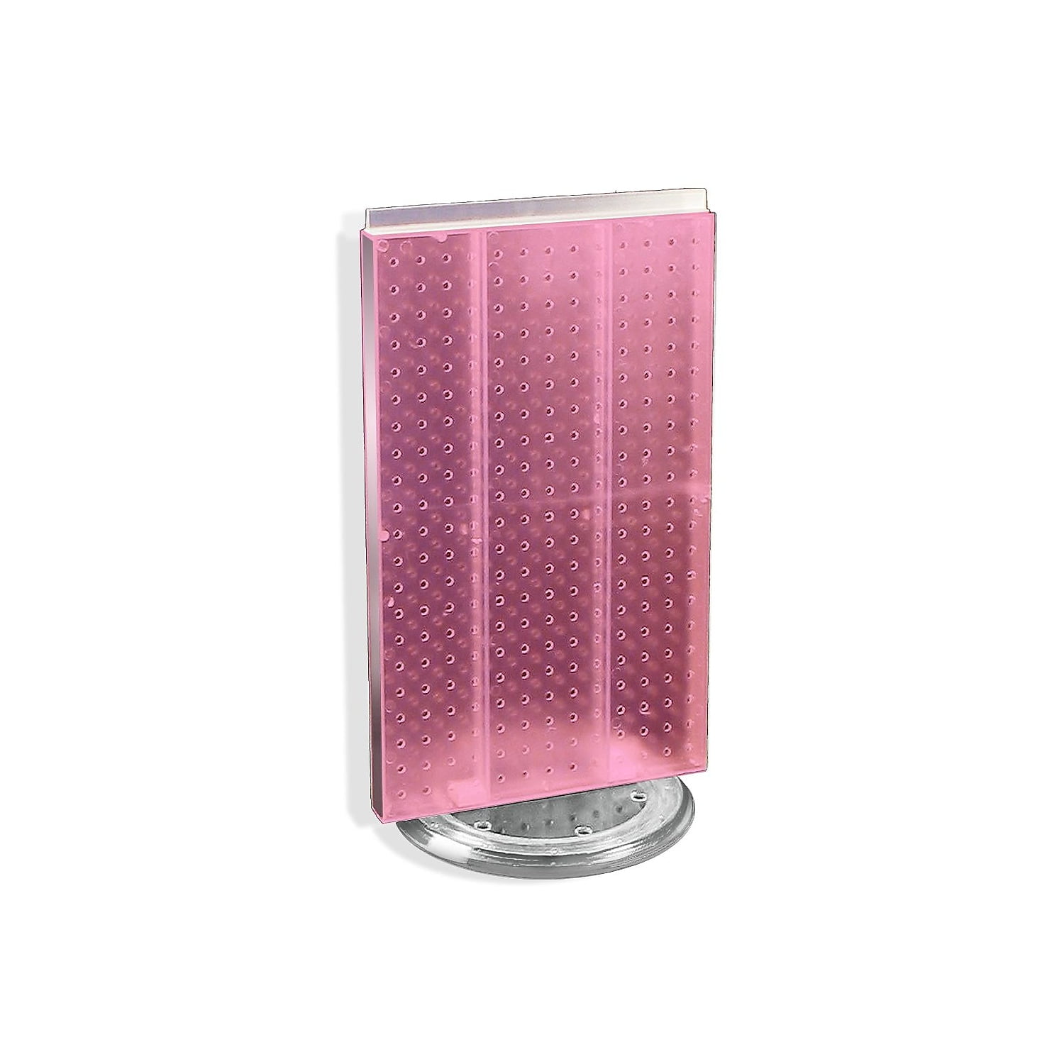 Pink Translucent Revolving Pegboard Counter Display with Clear Plastic Base