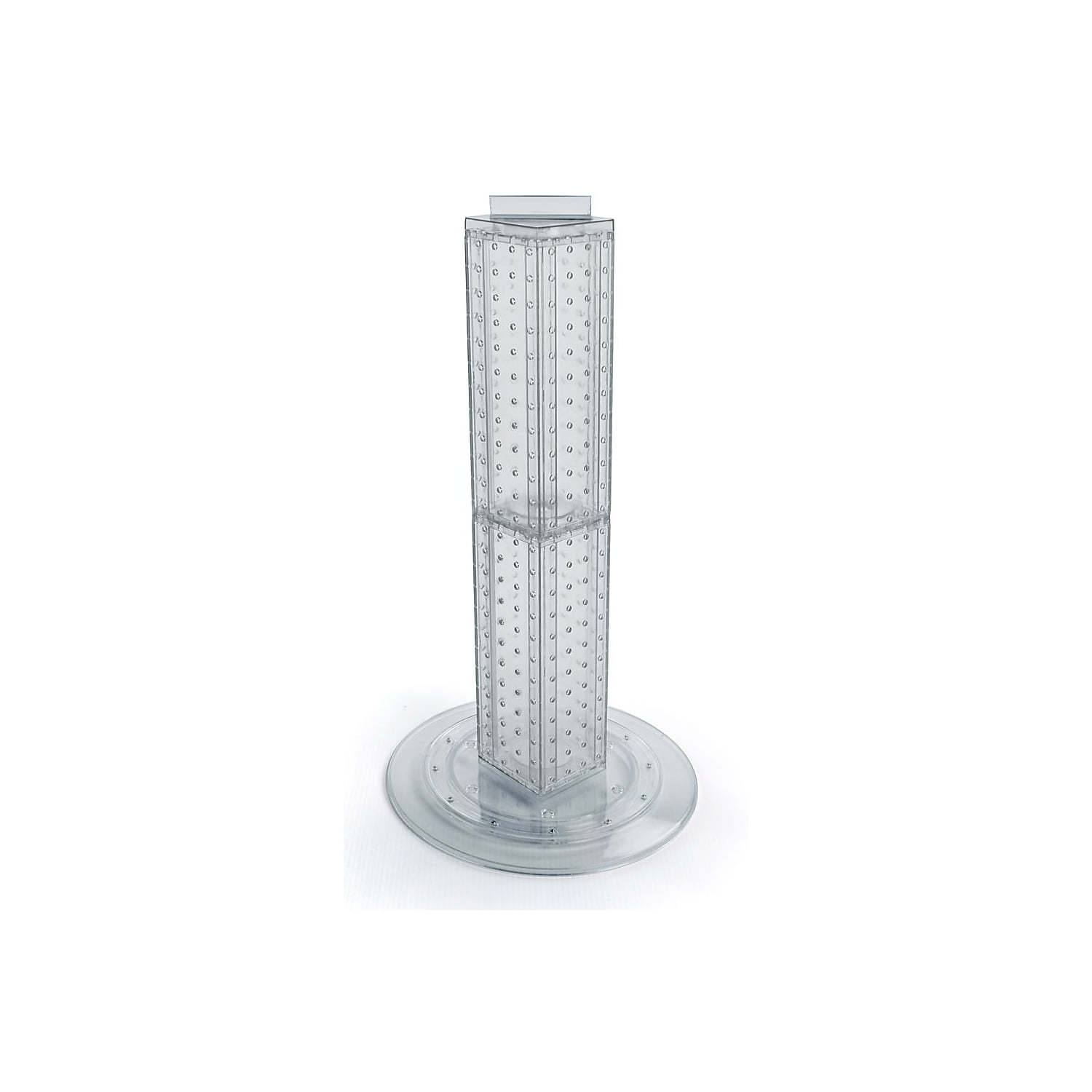 Clear Translucent Plastic Revolving Pegboard Counter Display Tower